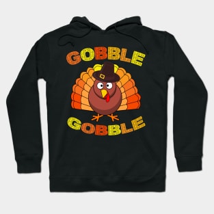 Cute Gobble Gobble Turkey Pilgrim Little Boys Thanksgiving Hoodie